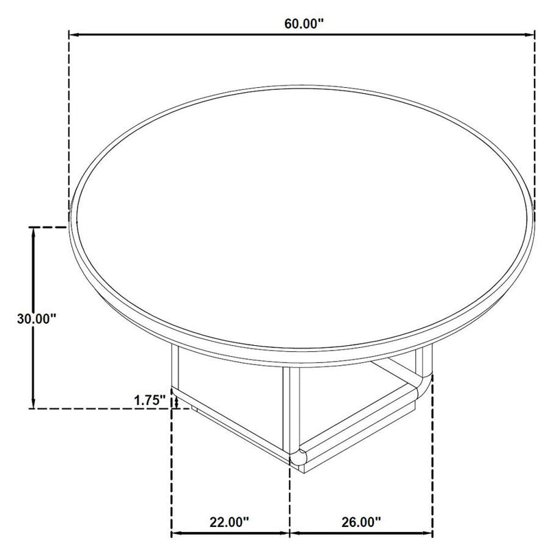 Leandro 60-inch Round Dining Table Burnished Black-zoom-