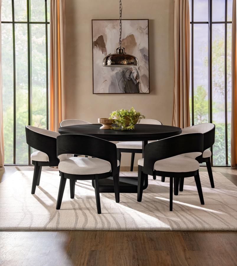 Leandro 60-inch Round Dining Table Burnished Black-zoom-9