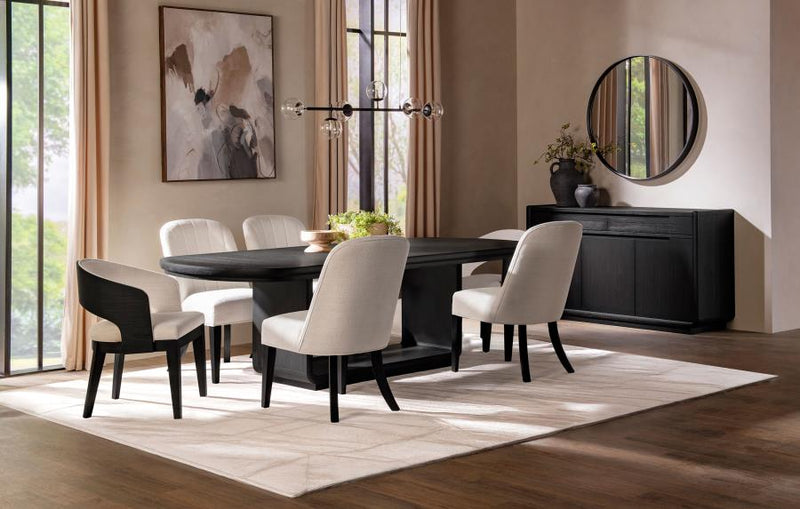 Leandro 7-piece Rectangular Dining Table Set Burnished Black-zoom-