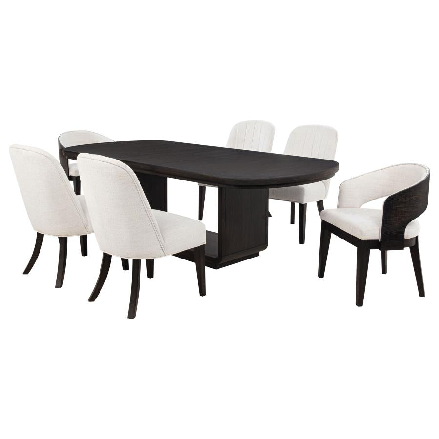 Leandro 7-piece Rectangular Dining Table Set Burnished Black-2