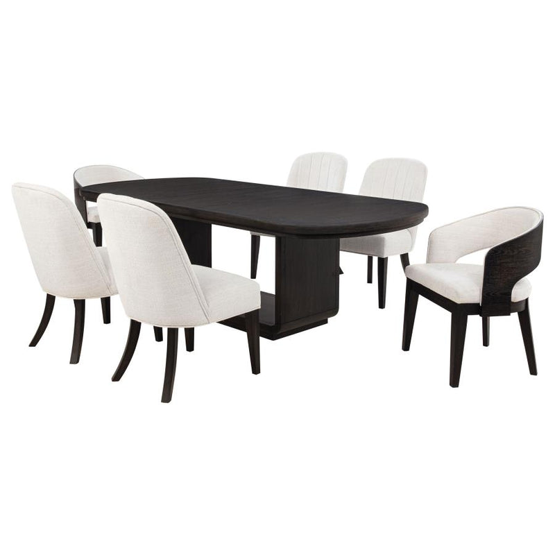 Leandro 7-piece Rectangular Dining Table Set Burnished Black-zoom-