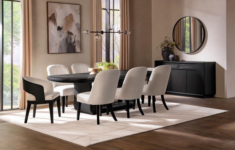 Leandro 9-piece Rectangular Dining Table Set Burnished Black-zoom-1