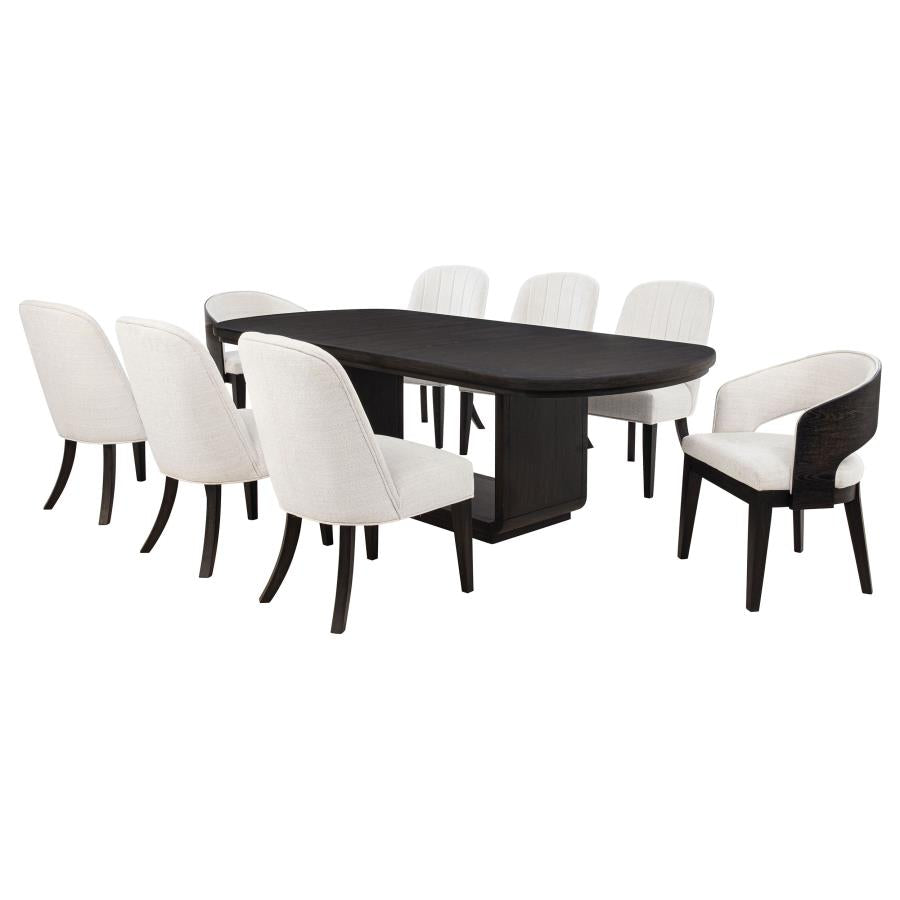 Leandro 9-piece Rectangular Dining Table Set Burnished Black-zoom-2