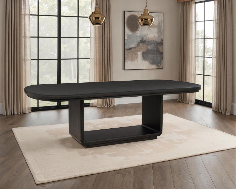 Leandro 78-inch Extension Dining Room Table Burnished Black-zoom-2