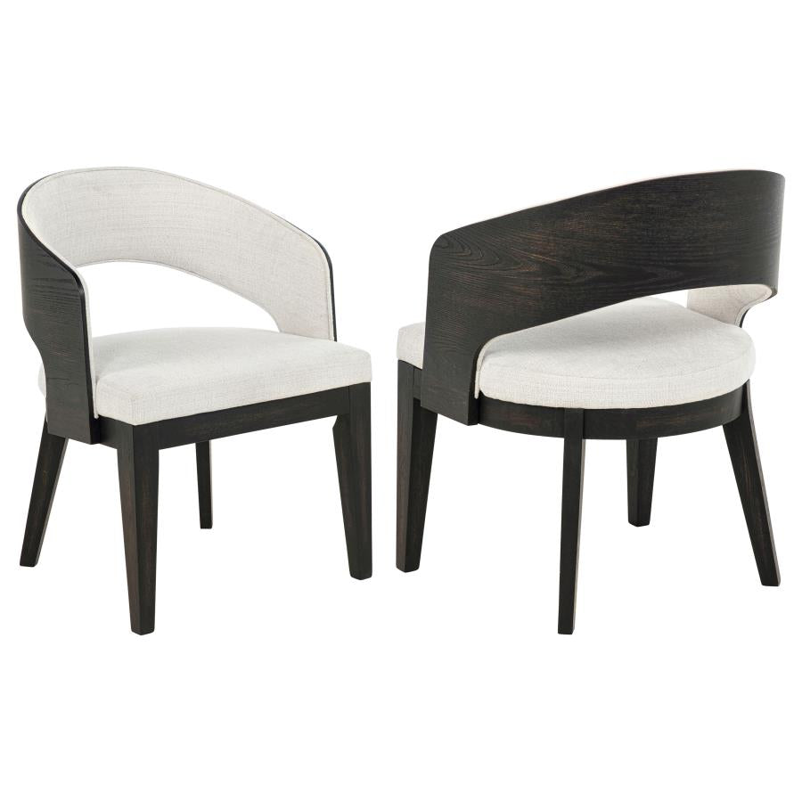 Leandro Upholstered Dining Arm Chair Cream (Set of 2)-zoom-1