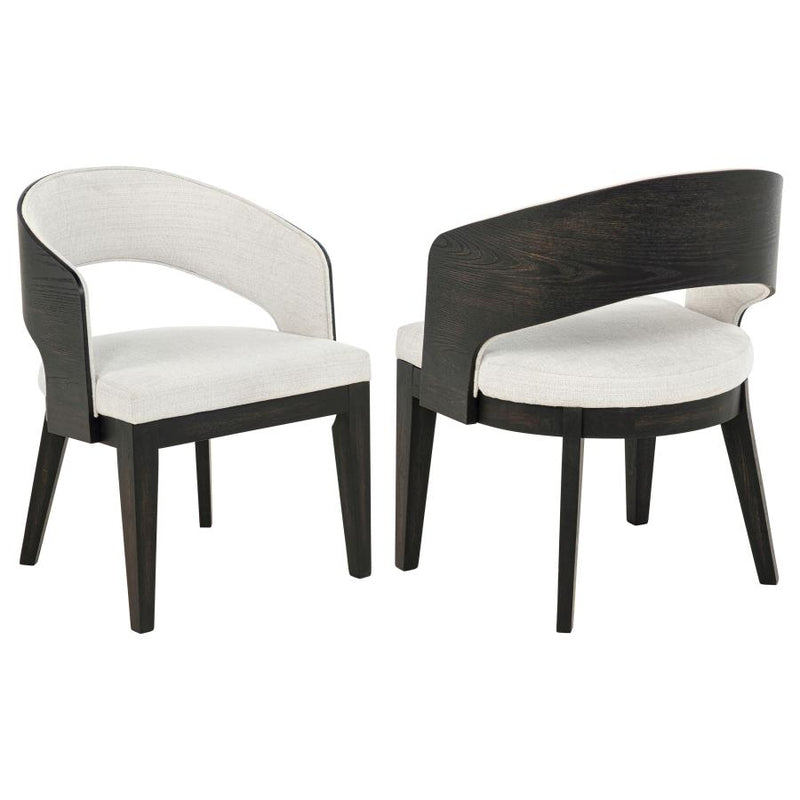 Leandro Upholstered Dining Arm Chair Cream (Set of 2)-zoom-