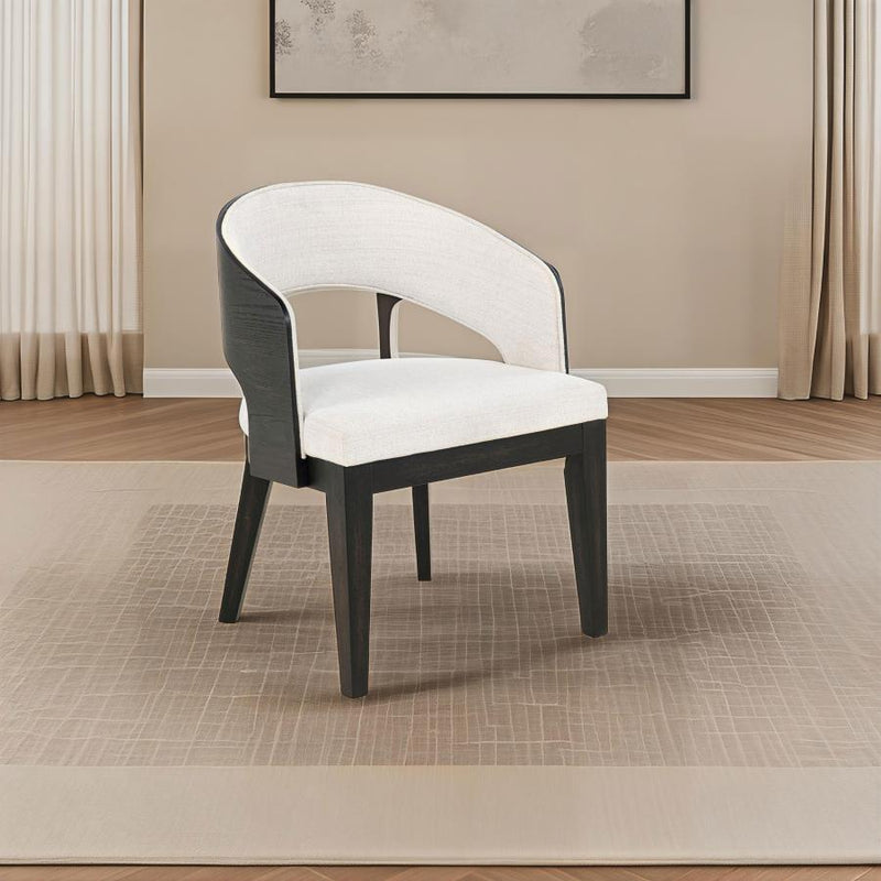 Leandro Upholstered Dining Arm Chair Cream (Set of 2)-zoom-