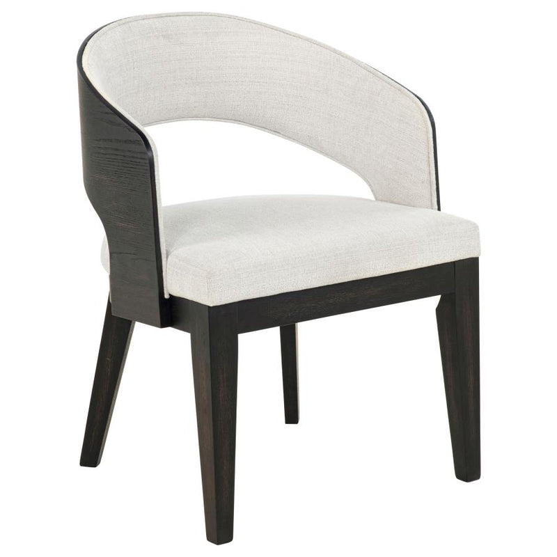 Leandro Upholstered Dining Arm Chair Cream (Set of 2)-zoom-