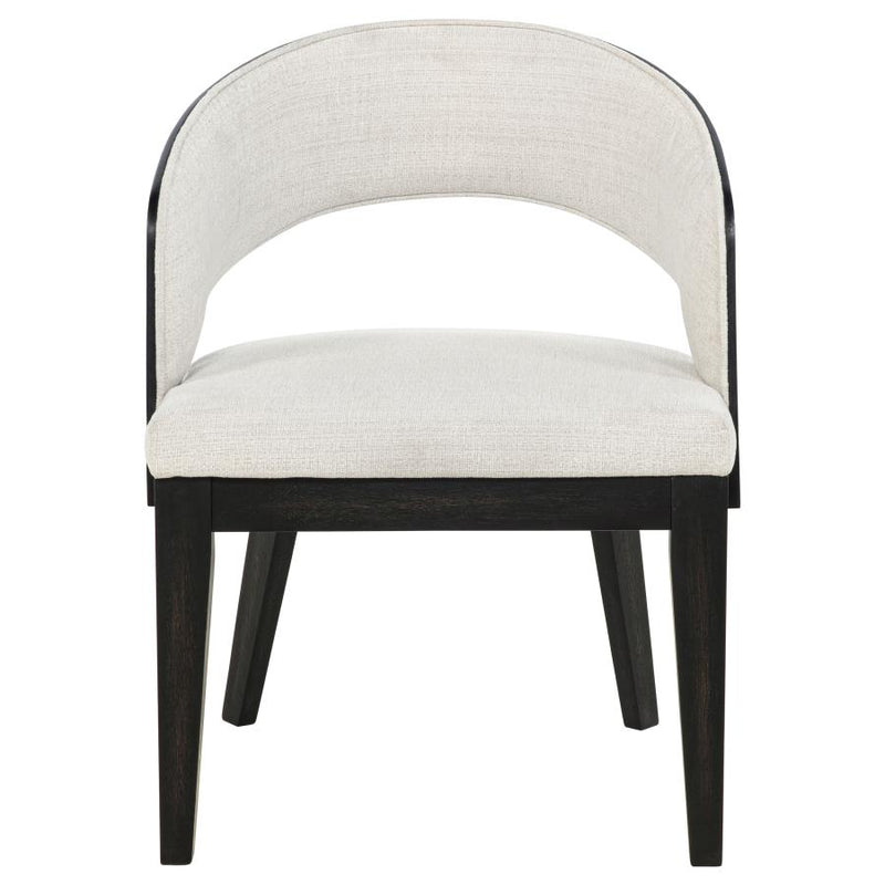Leandro Upholstered Dining Arm Chair Cream (Set of 2)-zoom-