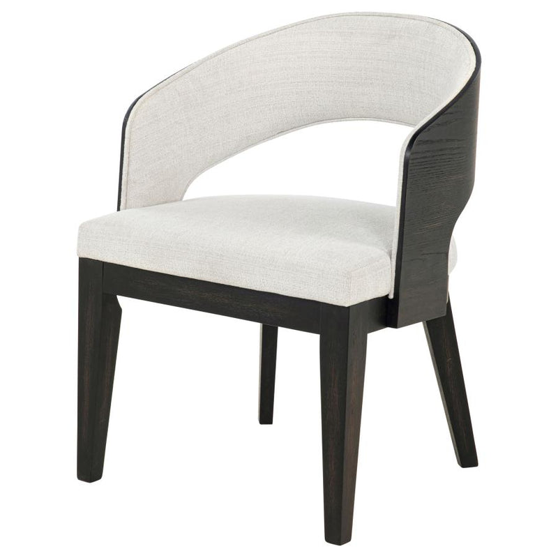 Leandro Upholstered Dining Arm Chair Cream (Set of 2)-zoom-