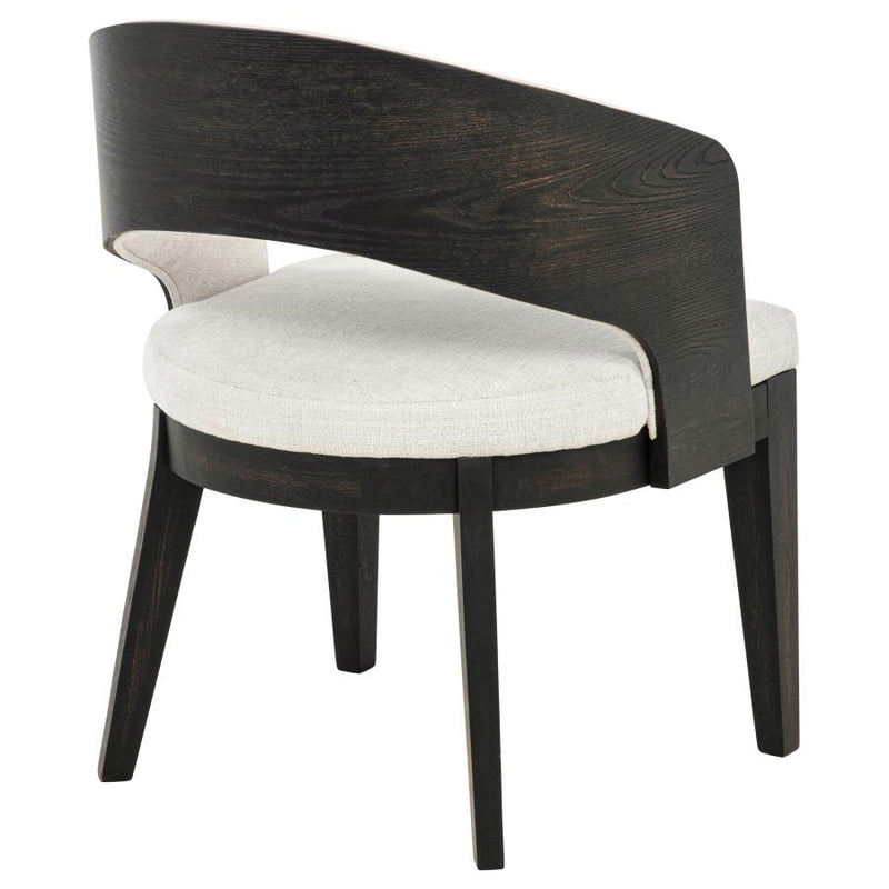 Leandro Upholstered Dining Arm Chair Cream (Set of 2)-zoom-