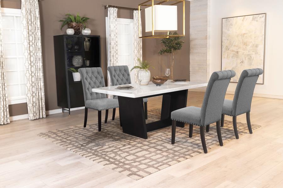 Sherry 5-piece Rectangular Marble Top Dining Table Set Grey-1