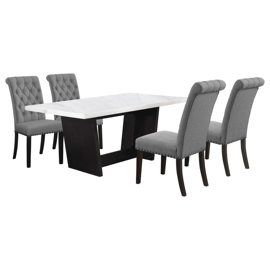Sherry 5-piece Rectangular Marble Top Dining Table Set Grey-zoom-2