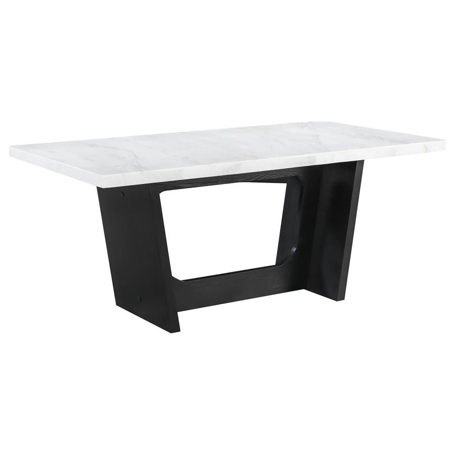 Sherry 5-piece Rectangular Marble Top Dining Table Set Grey-zoom-3