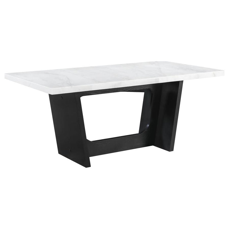Sherry 5-piece Rectangular Marble Top Dining Table Set Grey-zoom-