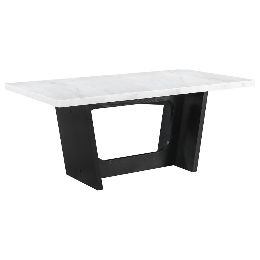 Sherry 7-piece Rectangular Marble Top Dining Table Set Grey-3