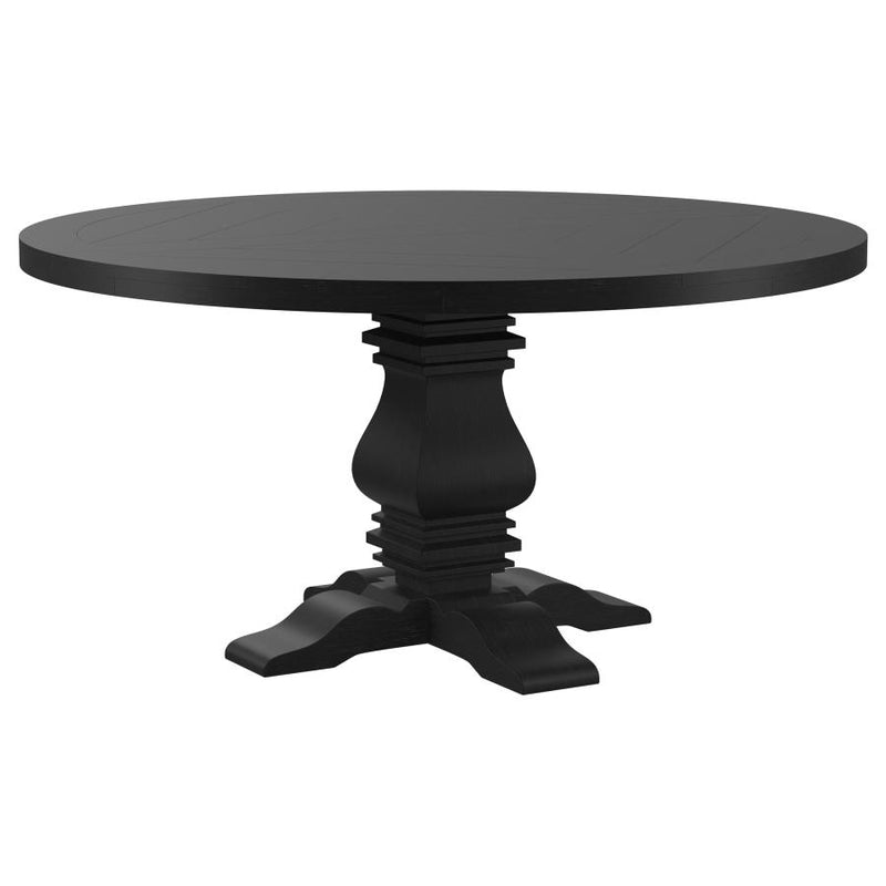 Florence Round 60-inch Pedestal Base Dining Table Black-zoom-