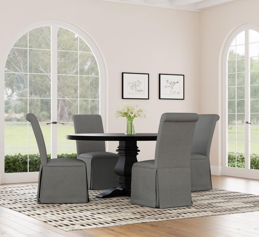 Florence Round 60-inch Pedestal Base Dining Table Black-8