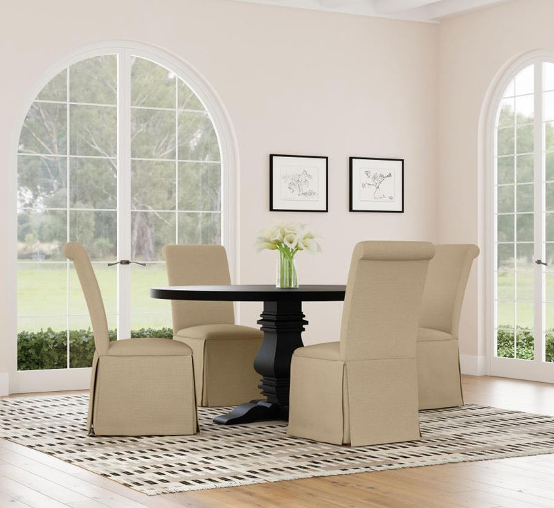 Florence Round 60-inch Pedestal Base Dining Table Black-zoom-