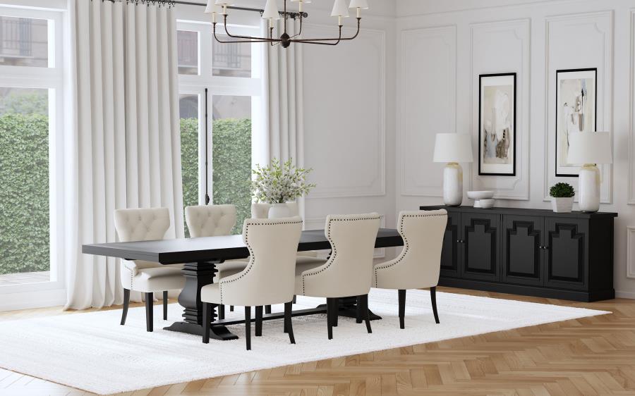 Florence 7-piece 126-inch Extension Dining Table Set Distressed Black-1