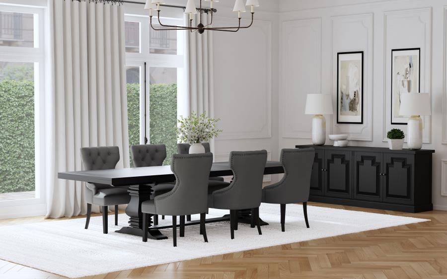 Florence 7-piece 126-inch Extension Dining Table Set Grey-zoom-1