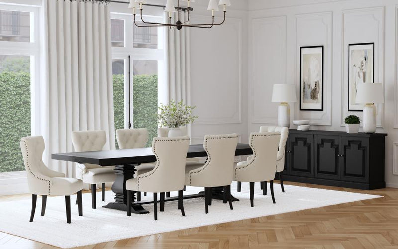 Florence 9-piece 126-inch Extension Dining Table Set Distressed Black-zoom-