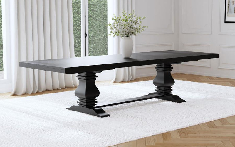 Florence 126-inch Extension Dining Table Distressed Black-zoom-