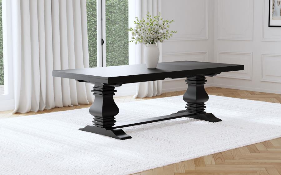 Florence 126-inch Extension Dining Table Distressed Black-zoom-3