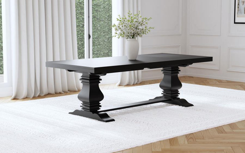 Florence 126-inch Extension Dining Table Distressed Black-zoom-