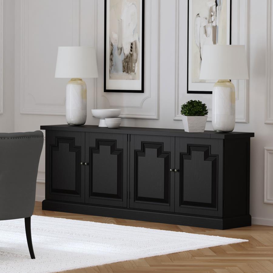 Florence 4-door Dining Sideboard Buffet Distressed Black-zoom-2