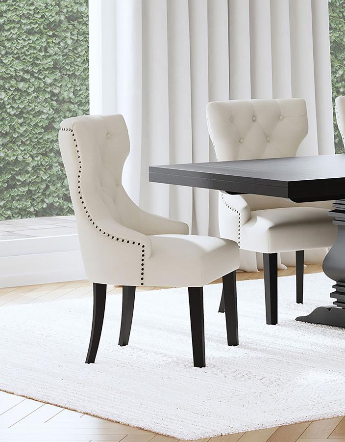 Baney Fabric Upholstered Dining Side Chair Cream and Black-zoom-2