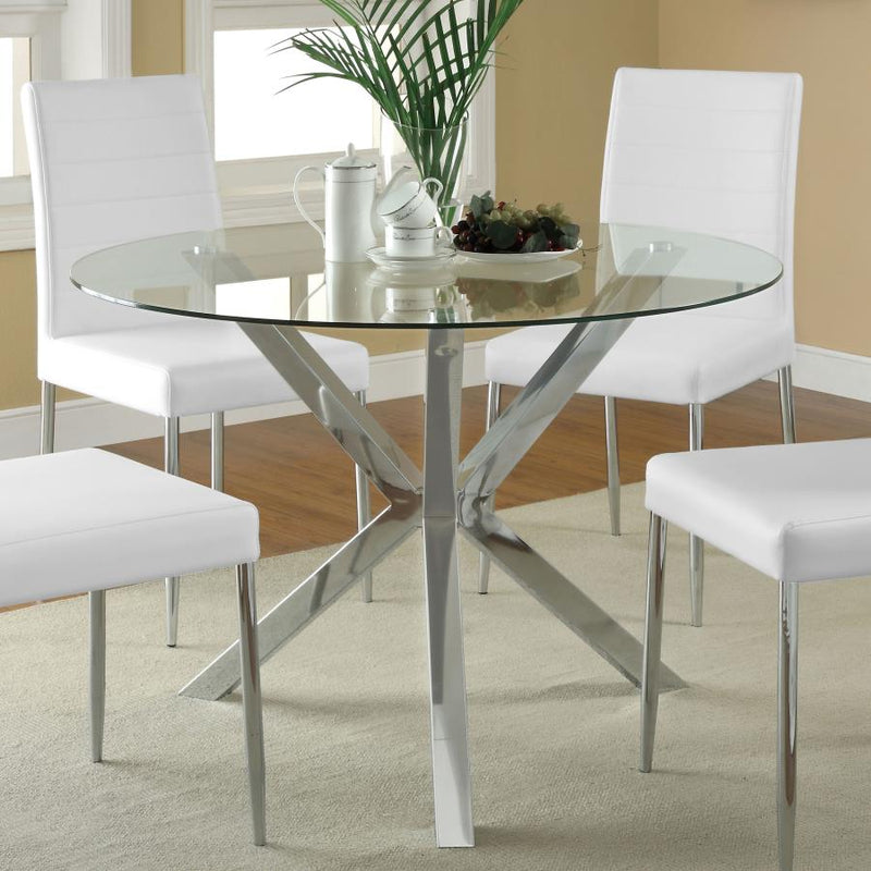 Vance Round 41-inch Glass Top Asterisk Dining Table Chrome-zoom-
