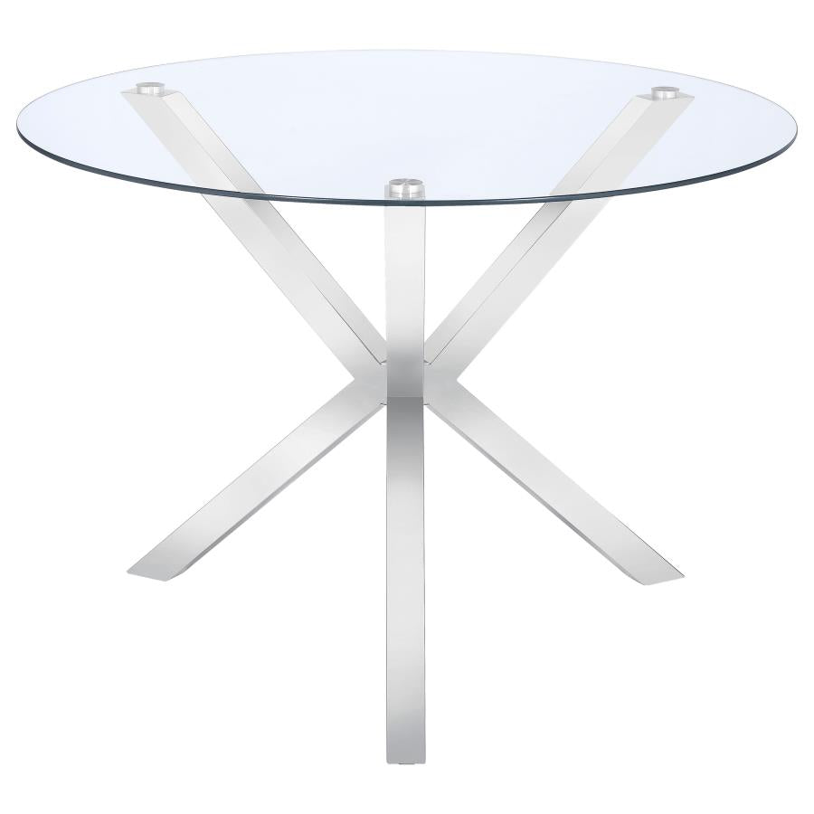 Vance Round 41-inch Glass Top Asterisk Dining Table Chrome-1