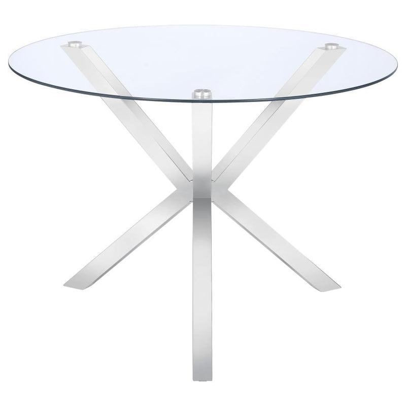 Vance Round 41-inch Glass Top Asterisk Dining Table Chrome-zoom-