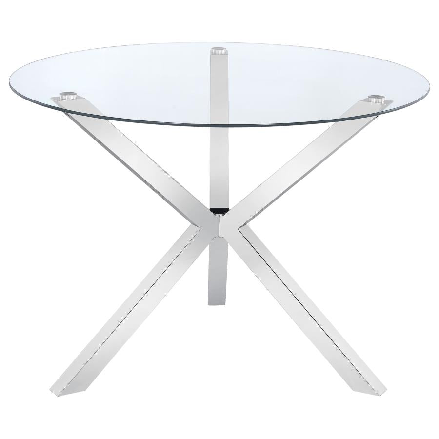 Vance Round 41-inch Glass Top Asterisk Dining Table Chrome-zoom-3