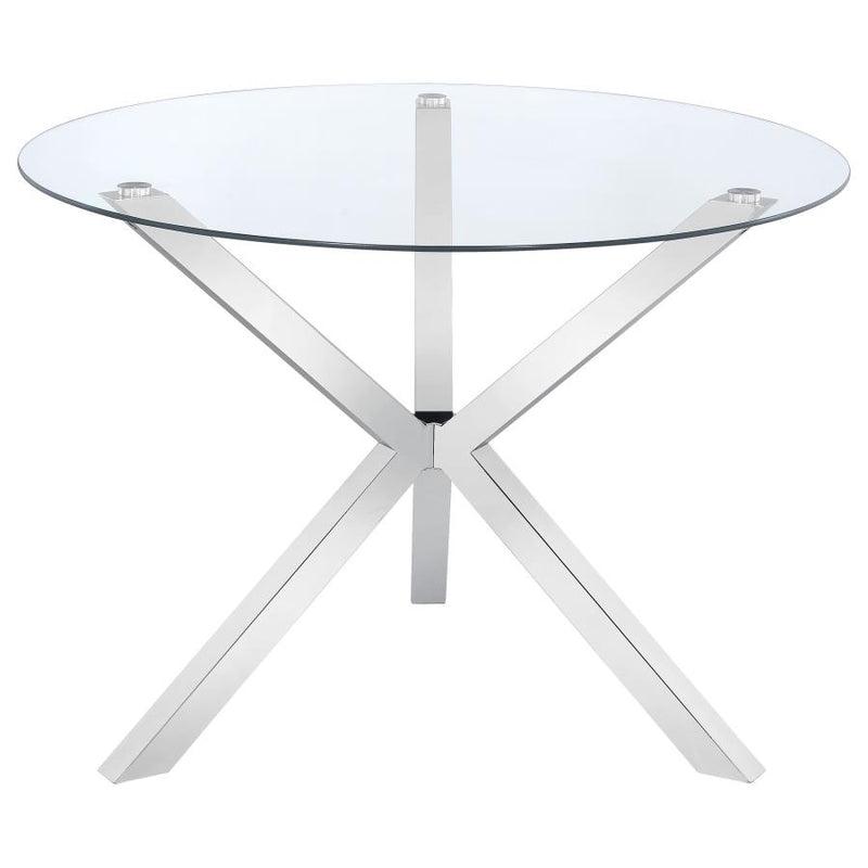 Vance Round 41-inch Glass Top Asterisk Dining Table Chrome-zoom-