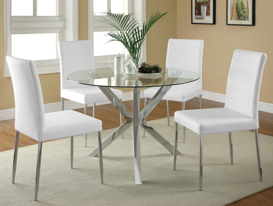 Vance Round 41-inch Glass Top Asterisk Dining Table Chrome-5