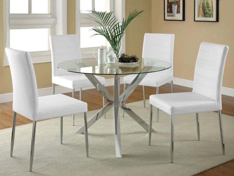 Vance Round 41-inch Glass Top Asterisk Dining Table Chrome-zoom-