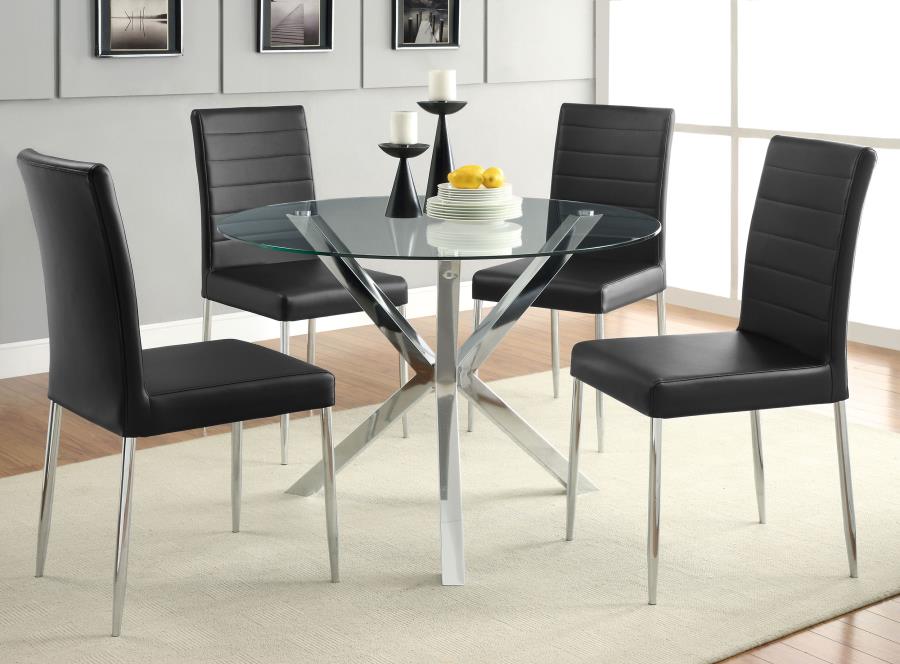 Vance Round 41-inch Glass Top Asterisk Dining Table Chrome-zoom-6