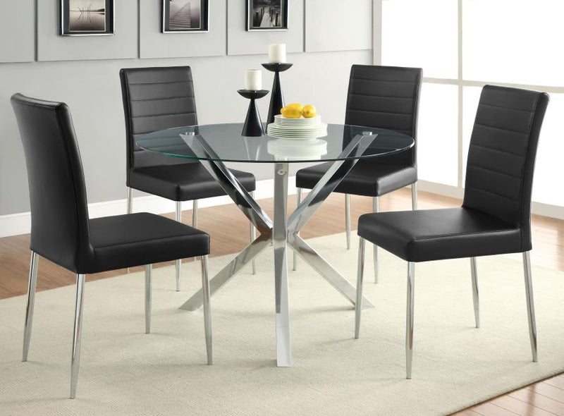 Vance Round 41-inch Glass Top Asterisk Dining Table Chrome-zoom-
