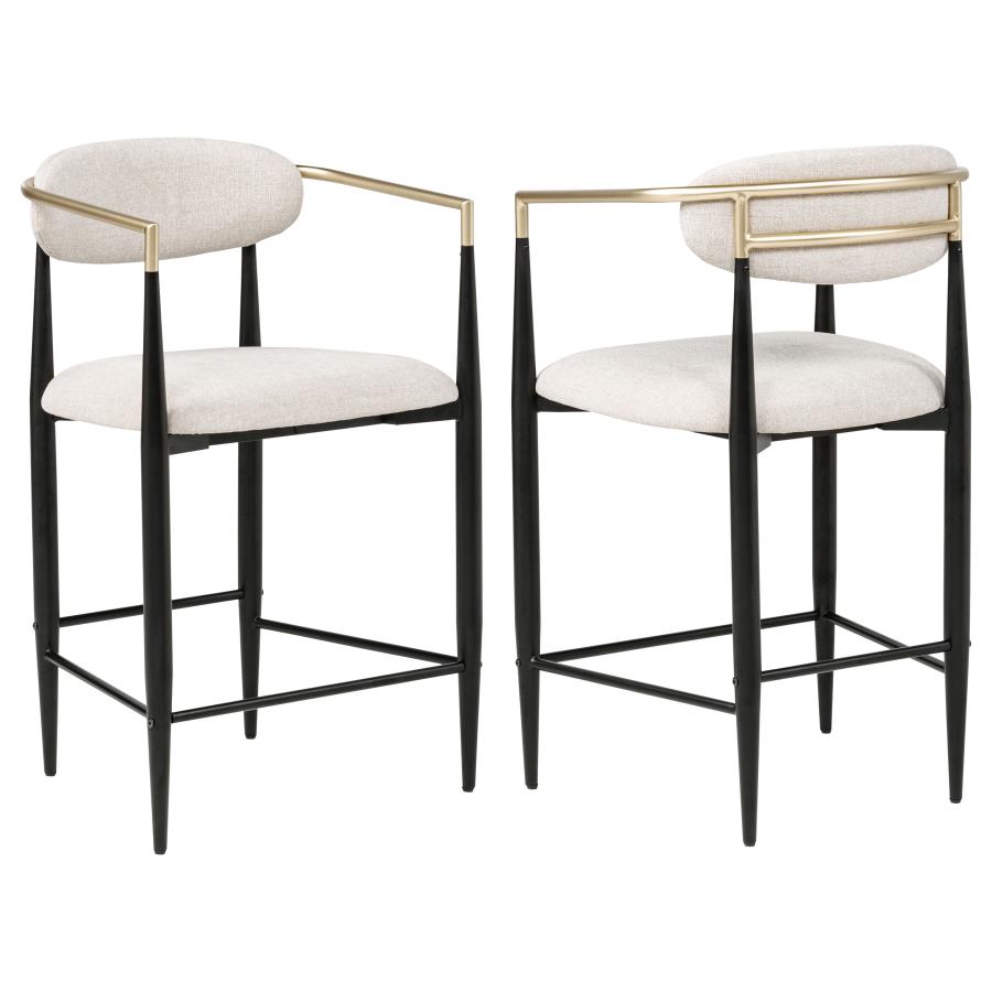 Tina Fabric Upholstered Counter Chair Beige (Set of 2)-zoom-1