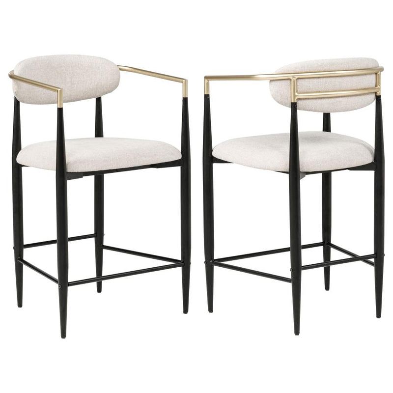 Tina Fabric Upholstered Counter Chair Beige (Set of 2)-zoom-