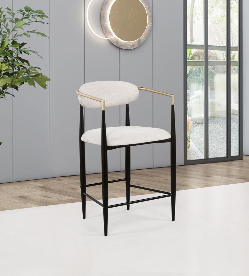 Tina Fabric Upholstered Counter Chair Beige (Set of 2)-2