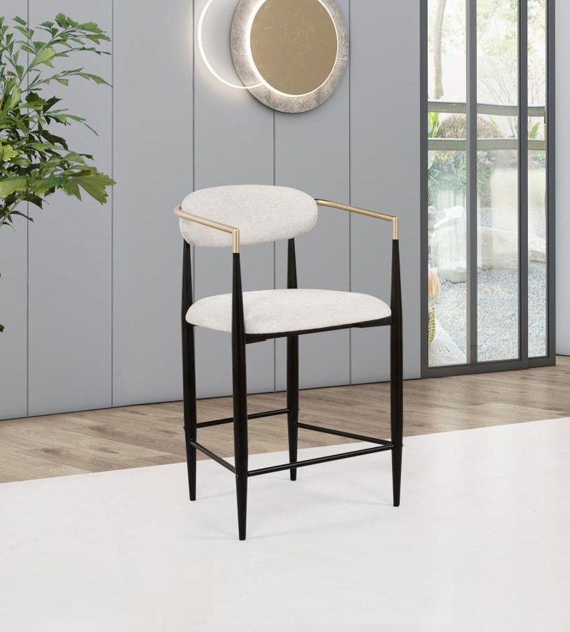 Tina Fabric Upholstered Counter Chair Beige (Set of 2)-zoom-
