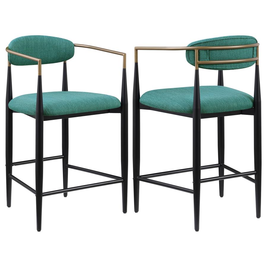 Tina Fabric Upholstered Counter Chair Green (Set of 2)-1