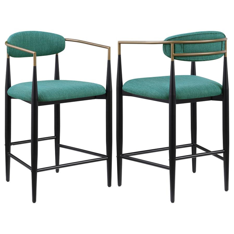 Tina Fabric Upholstered Counter Chair Green (Set of 2)-zoom-