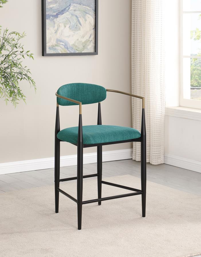 Tina Fabric Upholstered Counter Chair Green (Set of 2)-zoom-2