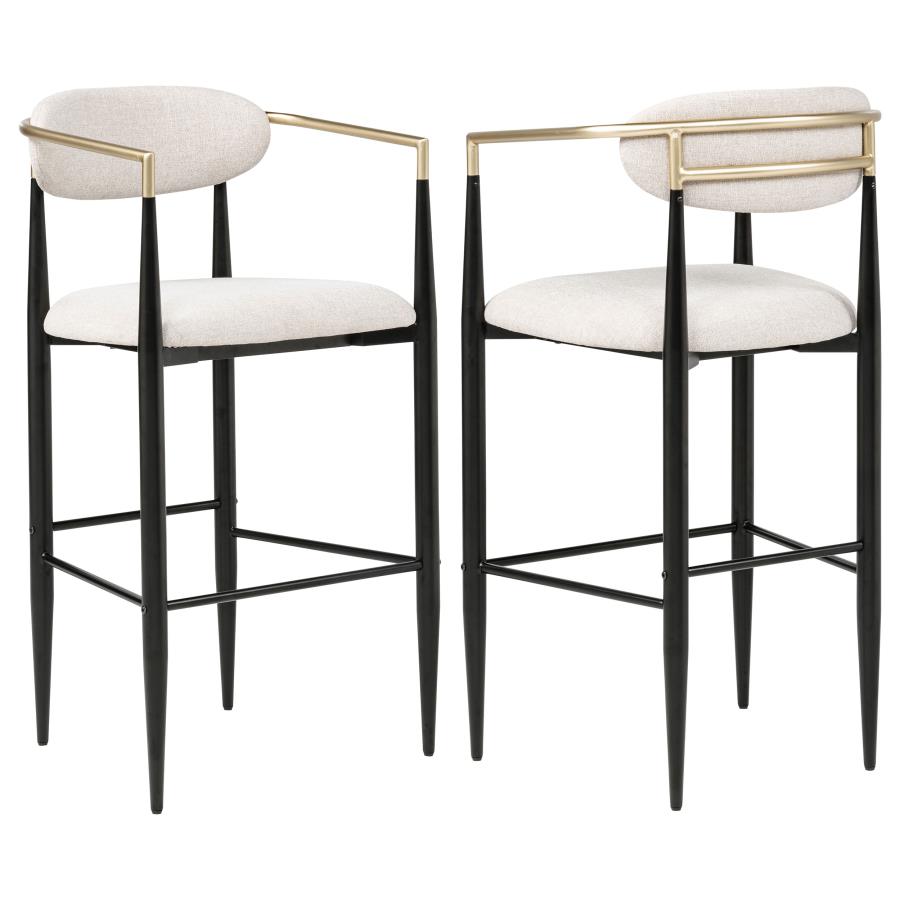 Tina Fabric Upholstered Bar Chair Beige (Set of 2)-zoom-1