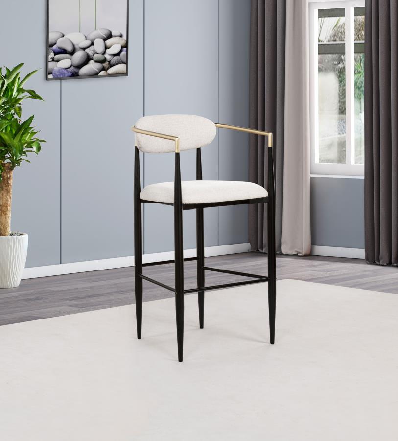Tina Fabric Upholstered Bar Chair Beige (Set of 2)-2