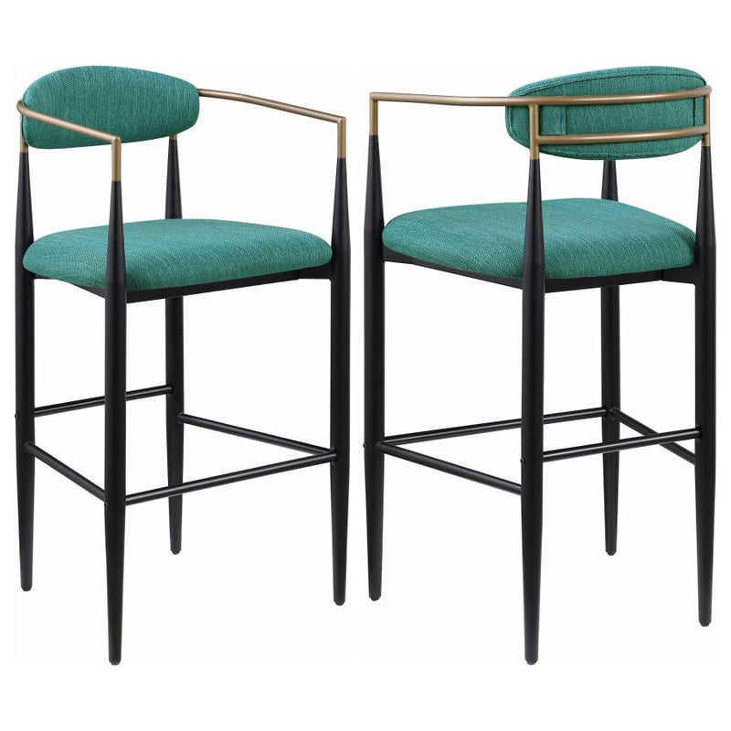 Tina Fabric Upholstered Bar Chair Green (Set of 2)-zoom-